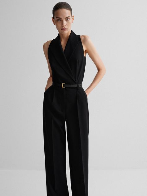 Formal Black Jumpsuit, Work Jumpsuit, Elegant Girls, Fancy Suit, Collar Jumpsuit, Sophisticated Outfits, Jumpsuit Elegant, Formal Dresses For Weddings, Classy Work Outfits