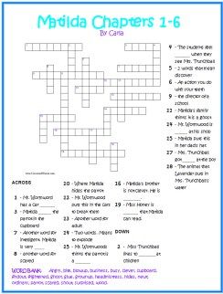 matilda-crossword Roald Dahl Activities, Character Traits Activities, Roald Dahl Day, Book Club Activities, Matilda Roald Dahl, Learning Vocabulary, Children's Theatre, Reading Comprehension Lessons, Homeschool Books