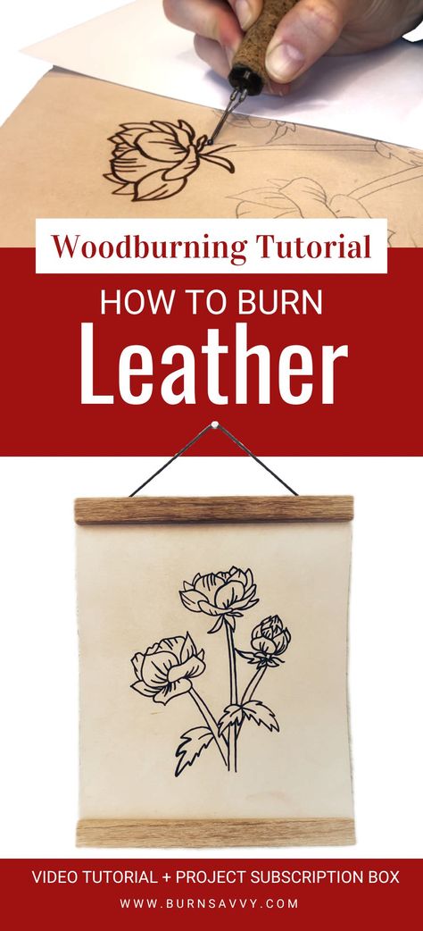 March Crate Club pinterest leather Burn Leather Diy, Leather Burning Designs Free Printable, Pyrography Tutorial, Leather Pyrography, Leather Burning, Pyrography Tools, Diy Leather Projects, Woodburning Projects, Leather Journal Cover