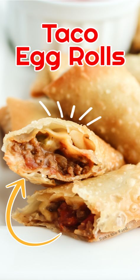 Taco Egg Rolls, Homemade Egg Rolls, Wonton Recipes, Food Carts, Egg Roll Recipes, Fried Foods, Roll Recipes, Wontons, Egg Roll