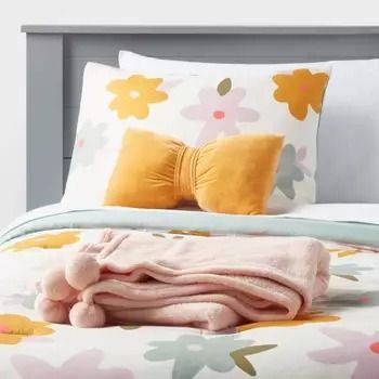 Kids’ Bedding Sets : Target Interactive Wall Art, Target Bedroom, Yellow Decorative Pillows, Kids Twin Bed, Pink Throw Blanket, Velvet Comforter, Twin Bedding, Pink Throws, Pink Throw Pillows