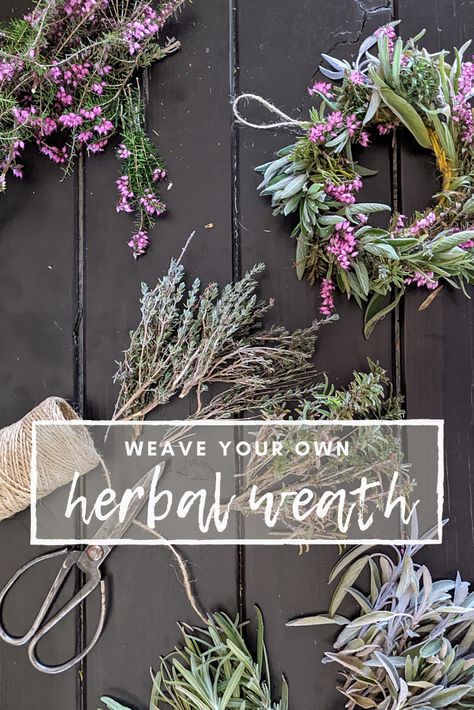 Diy Herb Wreath, Dried Sage Wreath, Dried Herb Wreath, Herb Wreath Diy, Sage Wreath Diy, Witch Wreath Diy, Sage Crafts, Herb Wreaths, Herb Decor