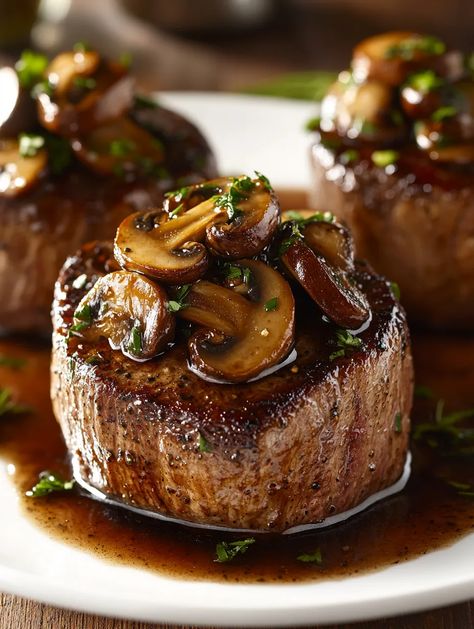 Filet Mignon And Mashed Potatoes, Filet Mignon Red Wine Sauce, Filet Mignon With Mushrooms, Filet Mignon Recipes Iron Skillet, Filet Mignon Mushroom Sauce, Beef Medallions With Mushroom Sauce, Cook Filet Mignon In Cast Iron, Mushroom Sauce For Filet Mignon, Blue Cheese Filet Mignon