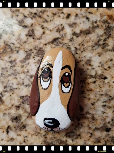 Puppy Painted Rocks, Rock Painting Dogs Ideas, Dachshund Rock Painting, Dog Stone Painting, Dog Stone Art, Painted Rocks Dogs Easy, Rock Painting Dogs Easy, Rock Art Dog, Dogs Painted On Rocks