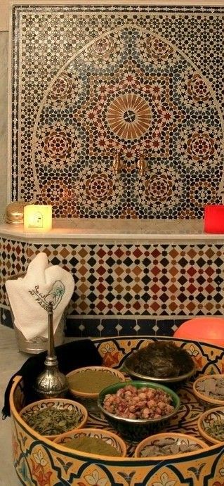 Moroccan Hammam, Moroccan Bath, Moroccan Restaurant, Moroccan Lounge, Spa Interior Design, Beautiful Bathroom Designs, Spa Interior, Marrakesh Morocco, Moroccan Culture