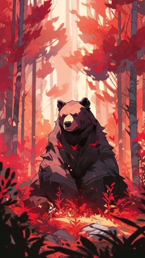 Fantasy Bear Art, Bear Art Drawing, Bear Illustration Art, Art Gallery Wallpaper, Cool Wallpapers Art, Bear Wallpaper, Bear Art, Arte Fantasy, Scenery Wallpaper