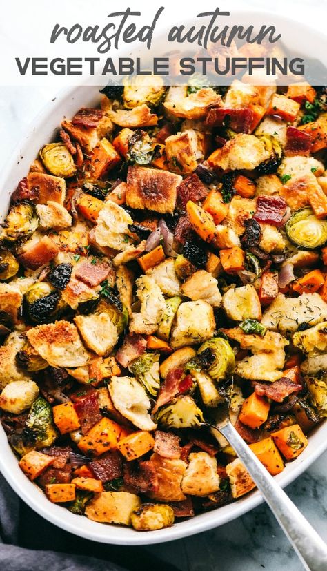 Roasted Autumn Vegetable Stuffing is the perfect side dish for your holiday meal.  Filled with roasted autumn vegetables and bacon, this is the perfect addition to the dinner table. Vegetable Stuffing, Autumn Vegetables, The Recipe Critic, Recipe Critic, Holiday Meal, Stuffing Recipes, Thanksgiving Sides, Fall Dinner, Thanksgiving Side Dishes