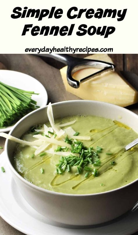 This simple fennel soup is creamy, nutritious and made using a handful of ingredients. It’s a delicious way of enjoying this vegetable, incredibly easy to make and perfect as a light meal. Made without potatoes or heavy cream and ready in under 30 minutes! #fennelsoup #creamysoup #quicksoup #easysoup #everydayhealthyrecipes Fennel Recipes Soup, Fennel Soup, Healthy Comfort Food Recipes, Cream Soup Recipes, Fennel Recipes, Hearty Vegetable Soup, Quick Soup, Healthy Instant Pot Recipes, Soup Kitchen