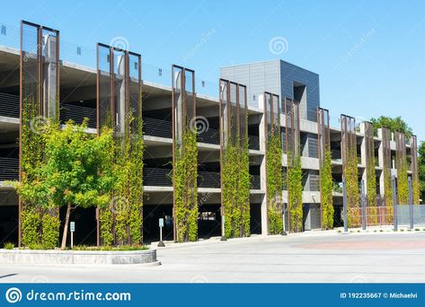 Modern Parking Garage, Parking Building Design, Podium Parking, Parking Garage Design, Garage Facade, Typology Architecture, Living Plant Wall, Green Wall Design, Parking Building