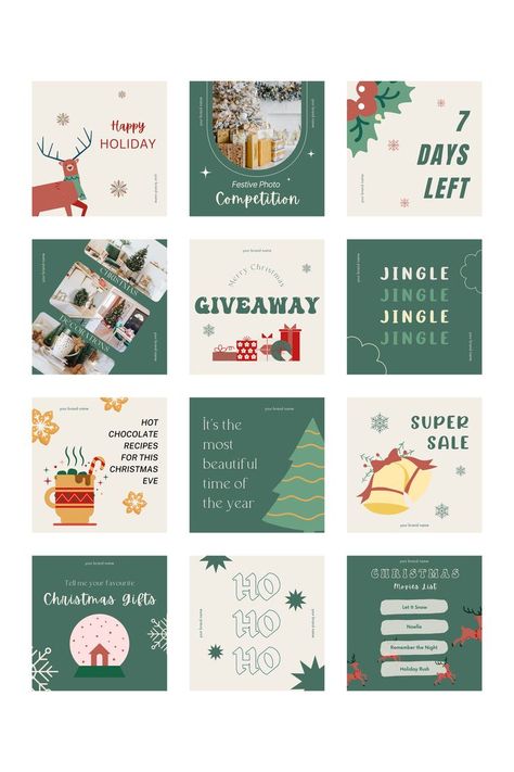 🎀 30 HAPPY HOLIDAYS INSTAGRAM TEMPLATES 🎀

This set of 30 Happy Holidays Christmas Templates is a great option for this upcoming Christmas Holiday. With a modern Colour Palette, these examples can be used for any Business or Entrepreneur during the Festive Holiday Season.

They can be fully Edited and Customized to your specific Branding using Canva.

Get a Christmas Templates from Iris so you can relax and get your website up and running! Holiday Social Media Posts, Christmas Color Palette, Business Christmas Cards, Christmas Instagram, Xmas Sale, Christmas Jingles, Holiday Day, Christmas Ad, Christmas Post