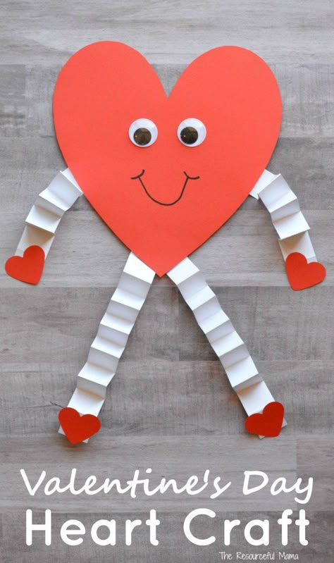 This heart person is a fun and easy Valentine's Day craft for kids Kindergarten Party, Heart Craft, February Crafts, Easy Valentine Crafts, Valentine's Day Crafts For Kids, Preschool Valentines, Valentines Day Crafts, Valentine Crafts For Kids, Valentine Projects