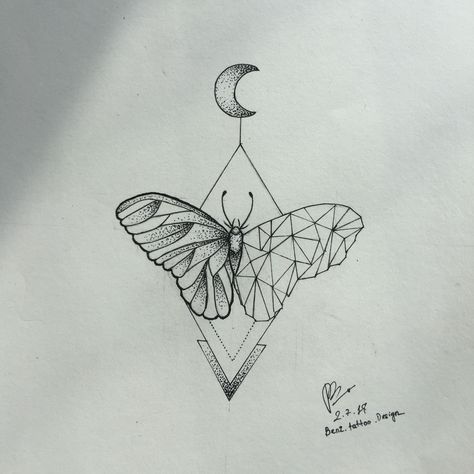 Butterfly Geometric Tattoo, Butterfly Drawing Tattoo, Geometric Butterfly Tattoo, Geometric Moth, Mariposas Tattoo, Geometric Outline, Mens Butterfly Tattoo, Drawing Tattoo Ideas, Rose And Butterfly Tattoo