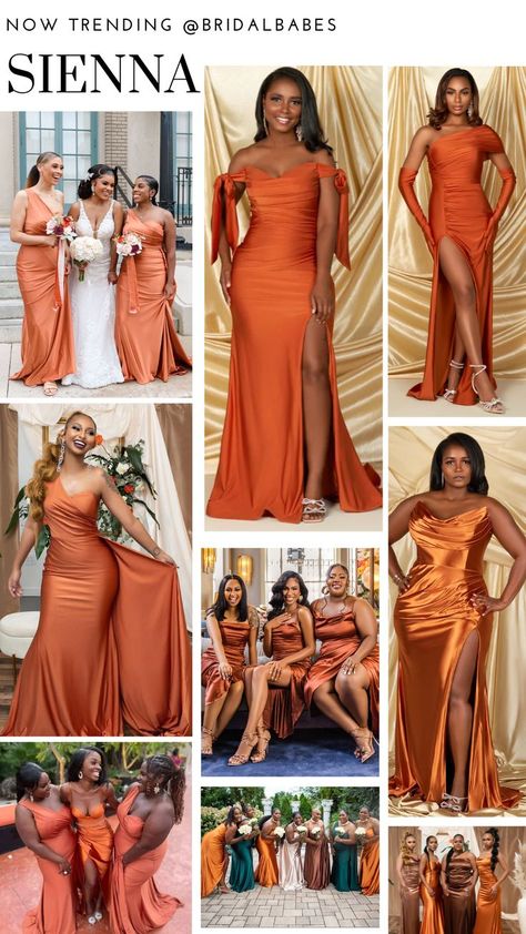 Bridal Maid Dress, Ball Gowns Elegant Princesses, Burnt Orange Bridesmaid Dresses, Long Sleeve Mermaid Wedding Dress, Trendy Bridesmaids, Cheap Prom Dresses Online, Gowns Aesthetic, Ball Gowns Aesthetic, Orange Bridesmaid