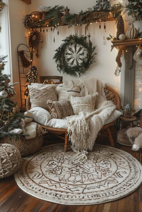 Scandi Style Christmas, Cosy House Decor, Christmas Boho Decor, Xmas Decorations Living Room, Scandi Boho Living Room, Cozy Lighting Ideas, Scandi Kids Room, Scandi Dining Room, Studio Garage