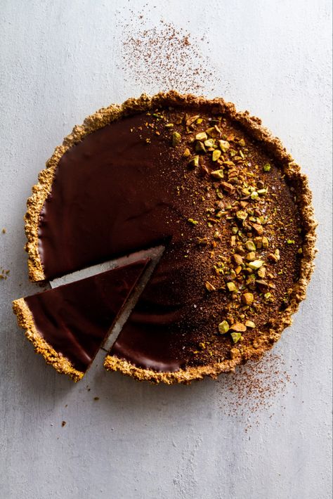 Flourless Dark Chocolate Pistachio Tart Recipe | Girl Versus Dough Fluffy Coconut Flour Pancakes, Cinnamon Raisin Sourdough, Montreal Bagels, Dark Chocolate Pistachio, Easy No Knead Bread, Pistachio Tart, No Knead Bread Recipe, Southern Buttermilk Biscuits, Chocolate Gluten Free