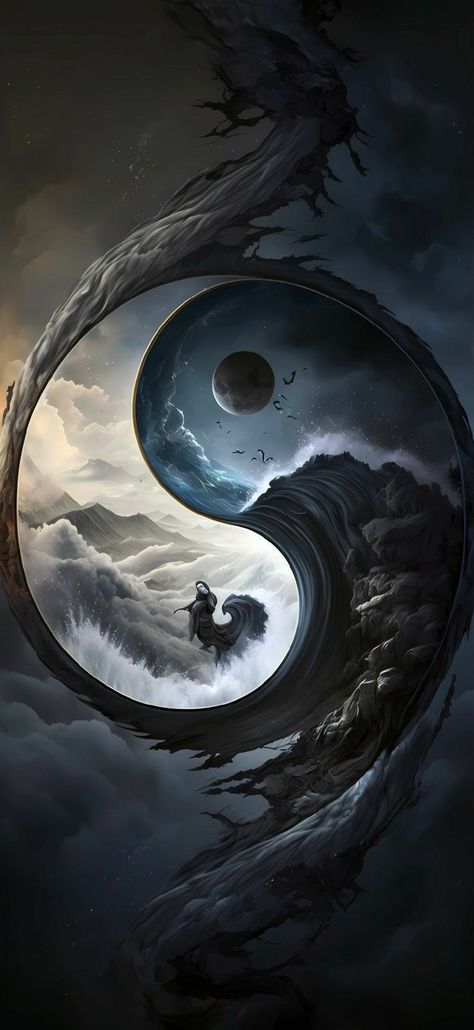 Jing Y Jang, Ying Yang Art, Yin Yang Art, Dark Fantasy Artwork, 8k Wallpaper, Cool Anime Backgrounds, Dark Phone Wallpapers, Cool Wallpapers Art, Dessin Adorable