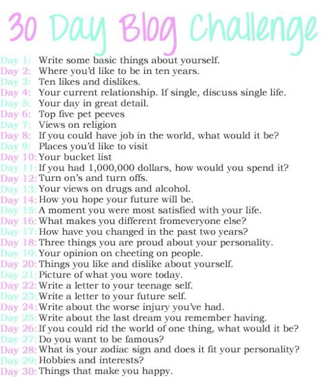 So, I came across this 30 day blogging challenge and basically, you’re given a topic each day for 30 days, and you’re to write a blog post for each topic on the corresponding day… Anastasia Blogger, 30 Day Writing Challenge, Writing Challenges, Journal Topics, 30 Day Challenges, Youtube Channel Ideas, Blog Challenge, Blogging Ideas, Writing Challenge