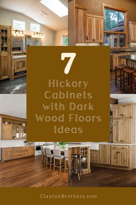 7 Hickory Cabinets with Dark Wood Floors Ideas to Create a Stun Light Wood Cabinets Dark Floors, Dark Wood Floors Light Wood Cabinets, Light Hickory Kitchen Cabinets, Hickory Shaker Kitchen Cabinets, Stained Cabinets With Wood Floors, Light Cabinets Dark Floors, Rustic Kitchen Cabinet Colors, Dark Floors Light Cabinets, Cabinets With Dark Floors