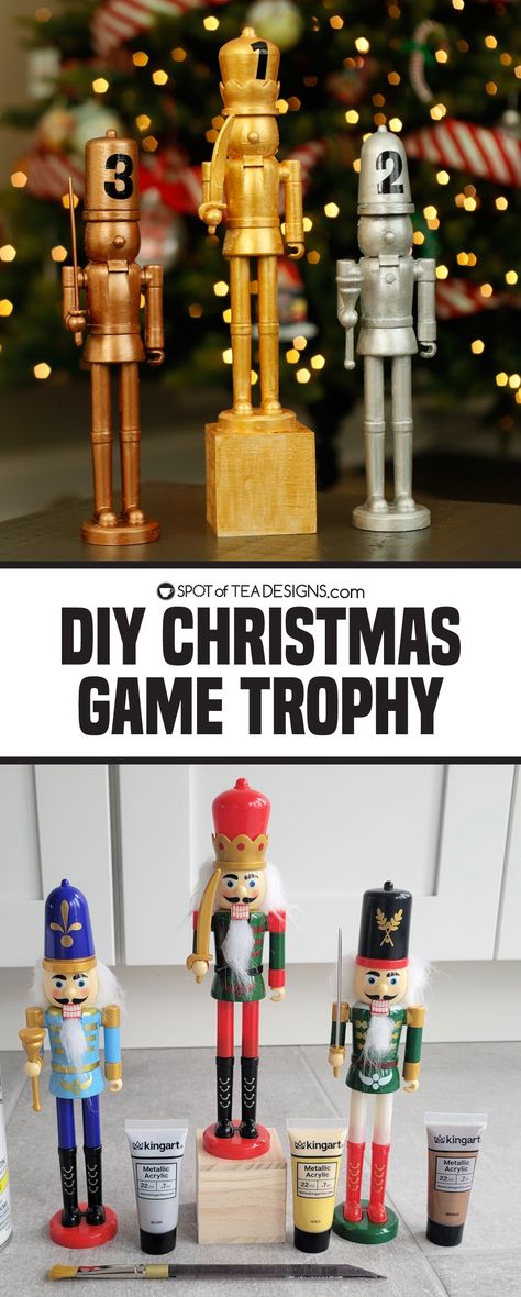 Family Game Night Trophy, Christmas Trophy Diy, Ugly Christmas Sweater Trophy Diy, Diy Trophies Ideas, Diy Christmas Trophy Ideas, Christmas Awards Ideas, Funny Christmas Party Awards, Christmas Olympics Scoreboard, Ugly Sweater Trophy Diy