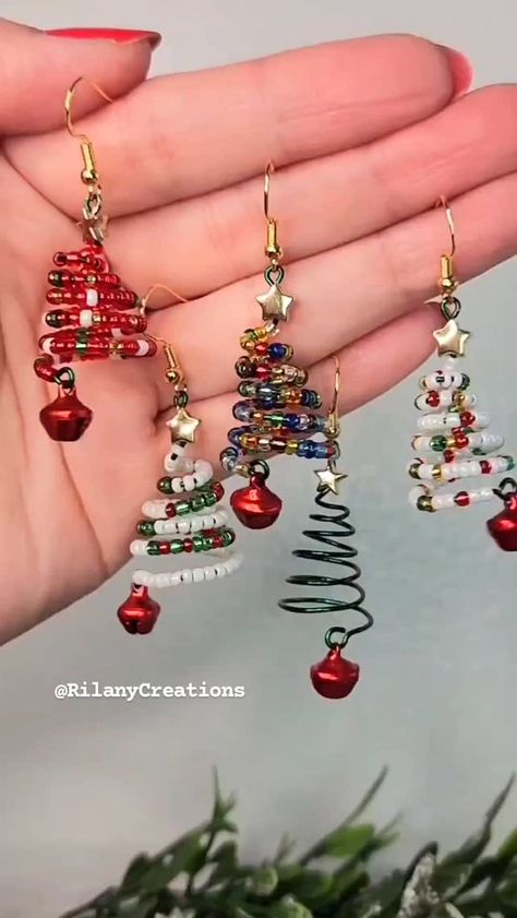 Wendy | Jewelry Making Tutorials | Happy Holidays! 🎄☃️ Last year, I started posting Christmas content on November 1st, and I thought it was too early. As soon as mid... | Instagram Diy Christmas Earrings, Christmas Content, Diy Wire Earrings, Fabric Crafts Diy, Beads Craft Jewelry, Easy Jewelry, Bracelet Craft Diy, November 1st, Tree Earrings