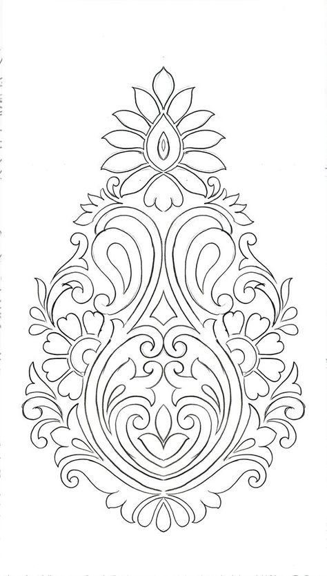 Designs for Aari or Maggam Embroidery - Printable - Knotty Threadz Alpona Design, Muster Tattoos, Flower Drawing Design, Border Embroidery Designs, Islamic Art Pattern, Pola Sulam, Hand Work Embroidery, Border Embroidery, Stencil Patterns