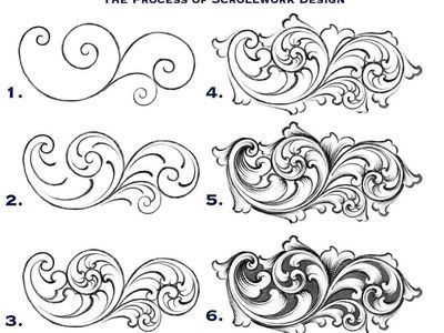 Filigree Tattoo, Leather Tooling Patterns, Ornament Drawing, Tooling Patterns, Engraving Art, Carving Designs, Metal Engraving, Scroll Design, Filigree Design