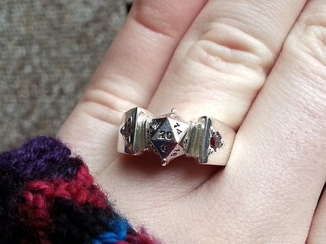 How I made a d20 engagement ring for my secret lesbian D proposal | Offbeat Bride Gamer Wedding, Girl Geek, Dice Goblin, Wedding Ring Photography, Geeky Wedding, Nerdy Wedding, Game Wedding, Geek Wedding, Wedding Rings Princess Cut