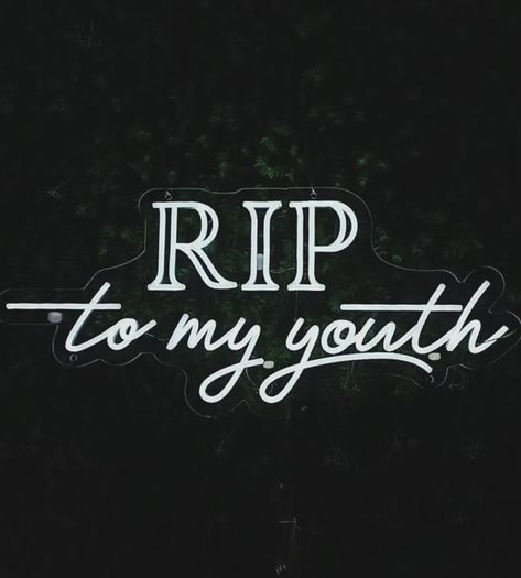 🖤 RIP to my youth 🖤 Another neon sign ready to hire for your event for just £25! 🤩 Rip To My Youth Party, Rip Thirties, Rip My 20s, Rip 30th Birthday, Rip To My 20s Party, Rip 30s, Rip To My 20s, Rip 20s, Rip To My Youth