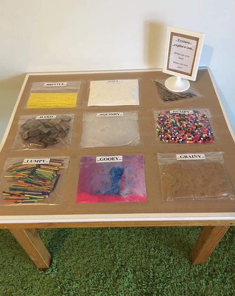 Daycare Table Activities, C4l Curriculum Unit 1, Wobbler Classroom Ideas, Nursery Activities 0-2, Reggio Sensory Table, Preschool Nursery Room, Sensory Space Ideas, Science Table Ideas For Preschool, Toddler Eyfs Activities