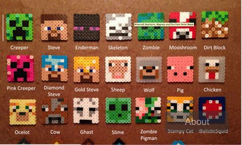 Minecraft faces Perler Magnets, Hama Minecraft, Minecraft Beads, Mobs Minecraft, Creeper Minecraft, Hama Beads Minecraft, Skin Minecraft, Minecraft Birthday Party, Art Perle