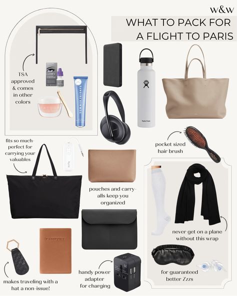 What to Pack for a Flight to Paris - wit & whimsy Cuyana Tote, Weekend Trip Packing, What To Pack For Paris, Makeup Jewels, Luggage Essentials, Paris Packing List, Flight To Paris, Airport Chic, Paris Packing