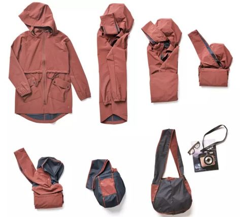 For women the Switchform Lite Parka becomes a roomy tote. Transformable Clothing, Multipurpose Clothing, Pola Jaket, Convertible Clothing, Monochromatic Fashion, Functional Clothing, Concept Clothing, Functional Fashion, Clothing Details