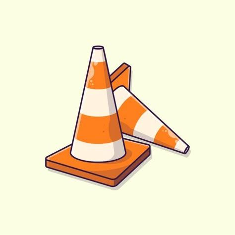 Vector Style Illustration, Traffic Cone Drawing, Traffic Drawing, Street Doodle, Traffic Cone Art, Street Cone, Traffic Illustration, Construction Aesthetic, Construction Party Theme