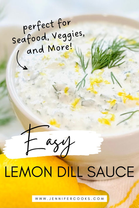 Looking for a versatile, easy-to-make sauce that pairs perfectly with seafood, veggies, and more? This creamy lemon dill sauce is the answer! Made with fresh lemon juice, dill, sour cream, and garlic, it’s tangy, zesty, and packed with flavor. Perfect for fish recipes, as a delicious dip, or drizzled over your favorite dishes. Whip it up in minutes with a handful of ingredients! Save this easy dill sauce recipe for your next meal or snack. #LemonDillSauce #CreamySauce #SeafoodDip #EasyRecipes Sour Cream Sauce For Fish, Sour Cream Dill Sauce, Creamy Dill Sauce For Chicken, Lemon Dill Sauce For Fish, Dill Sauce For Fish, Dip For Fish, Lemon Dill Aioli Recipe, Steak Cream Sauce, Creamy Lemon Dill Sauce