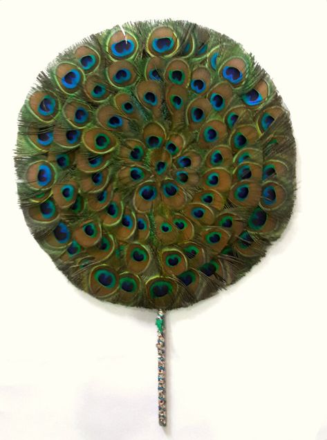 Peacock Fan for Deity Worship Deity Worship, Peacock Fan, Peacock Feathers, Peacocks, Christmas Tree Skirt, Worship, Feathers, Hand Crafted, Fan