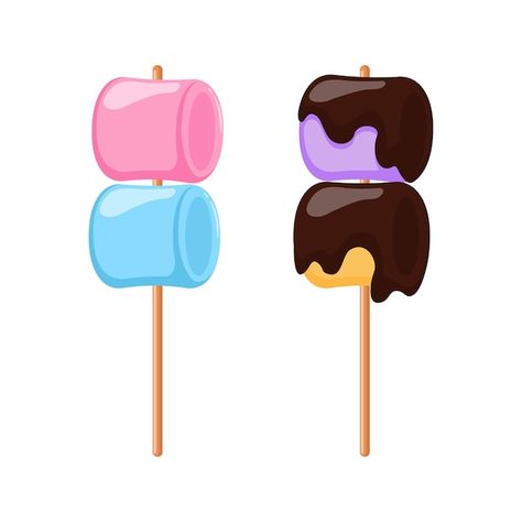 Marshmallow Illustration, Chocolate Dipped Marshmallows, Cart Design, Food Cart Design, Bakery Branding, Adventure Seeker, Images Kawaii, Marshmallow Pops, Patterns Wallpaper