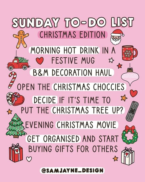 Instagram December Reminders, December Challenge, Christmas To Do List, Christmas Movies, Buying Gifts, Getting Organized, Christmas List, Hot Drink, To Do List