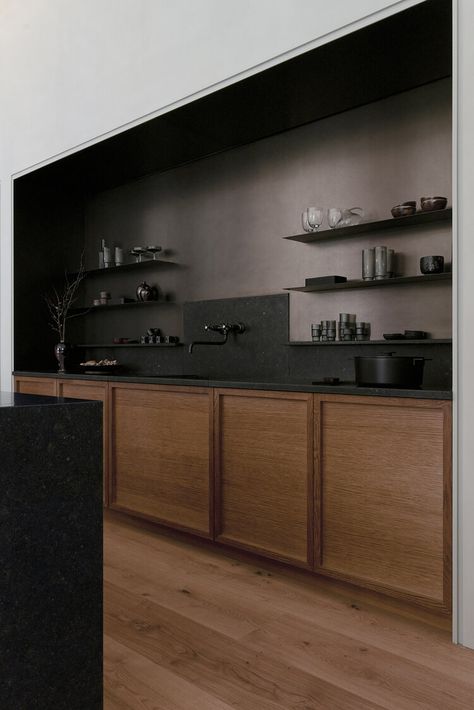 INTERIORS — LILJENCRANTZ Marble Kitchen Island, Solid Wood Kitchen Cabinets, Belgian Blue, Japandi Kitchen, Minimal Kitchen Design, Victorian Manor, Coco Lapine Design, Solid Wood Kitchen, 70s Interior