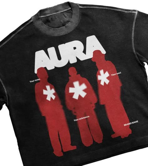 Aura Tshirt Design, Streetwear Brand Design Inspiration, Apparel Graphic Design, Aesthetic Tshirt Graphic Tees, Aura Tshirt, Aura People, Streetwear Graphic Design, Merch Design Ideas, Graphic Design Clothing