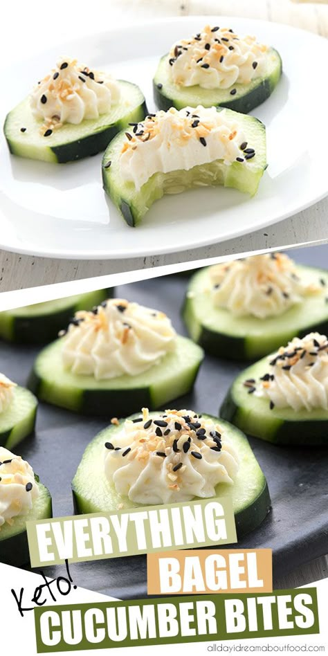 Keto Cucumber, Cucumber Appetizers, Low Carb Brownies, Everything Bagel Seasoning, Cucumber Slices, Fresh Cucumber, Cucumber Bites, Bagel Seasoning, Low Carb Snack