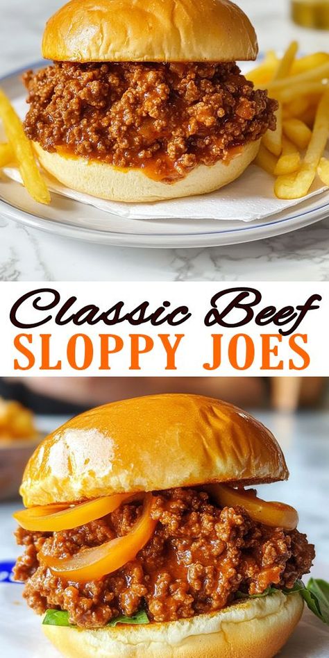 Get ready to indulge in the ultimate comfort food with these Classic Sloppy Joes! This easy, flavorful recipe is perfect for busy weeknights or casual gatherings. 👉 Don’t wait! Save this Classic Sloppy Joes recipe to your boards and treat your family to a fun and flavorful dinner tonight! #SloppyJoes #ComfortFood #QuickMeals #EasyRecipes #FamilyDinner #GroundBeefRecipes #FoodieFavorites #WeeknightDinner #YummyEats #InstaFood #DeliciousRecipes Best Sloppy Joes, Best Sloppy Joe Recipe, Sloppy Joe Recipe Easy, Homemade Sloppy Joe Recipe, Sloppy Joes Easy, Sloppy Joe Recipe, Inexpensive Dinners, Homemade Sloppy Joes, Dinner Favorites