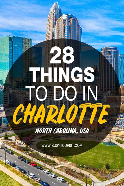 Planning a trip to Charlotte, NC and wondering what to do there? This travel guide will show you the top attractions, best activities, places to visit & fun things to do in Charlotte, North Carolina over here! Start planning your itinerary & bucket list now! #charlotte #charlottenc #northcarolina #thingstodoincharlotte #usatravel #usatrip #usaroadtrip #travelusa #ustravel #ustraveldestinations #americatravel #travelamerica #vacationusa North Carolina Vacations, North Carolina Travel, Us Travel Destinations, Countries To Visit, Charlotte North Carolina, United States Travel, Road Trip Usa, North America Travel, 50 States