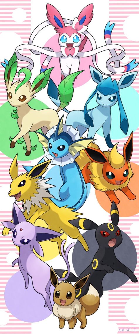 Eeveelution Wallpaper, Eevee Evolutions Art, Evee Evolution Art, Eevee Evolutions Wallpaper, Eve Evolutions, Eeveelutions Wallpaper, Sylveon Wallpaper, Evee Pokemon, All Eeveelutions