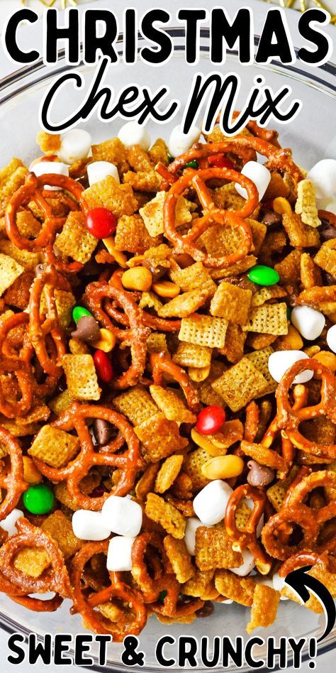 This Christmas Chex Mix is an easy and festive treat perfect for the holidays! Sweet and crunchy, this Christmas party mix is great for snacking, gifting, or adding to your holiday dessert spread. A fun and delicious addition to any Christmas party! Christmas Party Mix Recipe Easy, Christmas Puppy Chow Chex Mix Recipe Easy, Christmas Chex Mix Sweet, Cinnamon Chex Mix Recipes Holidays, Rice Chex Recipes Healthy, Elf Mix Snack, Diy Chex Mix Recipes Sweet, Xmas Chex Mix Christmas Recipes, Pretzel Chex Mix Recipe