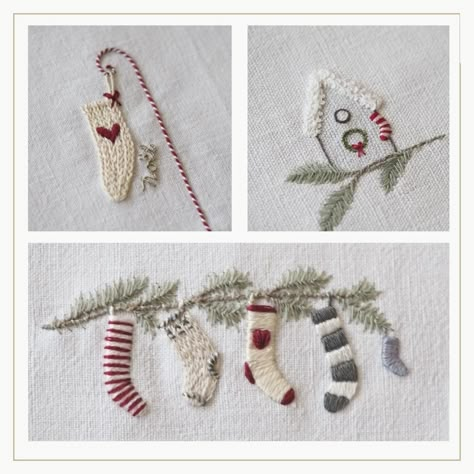 Digital — The Stitchery Mini Embroidery Patterns, Christmas Embroidery Ideas, Snowman Patterns, Christmas Hand Embroidery, Heirloom Christmas, Stocking Patterns, Knitted Bunnies, Mini Embroidery, Miniature Embroidery