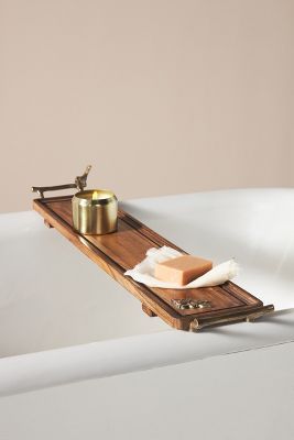 Bathroom Bench Ideas, Hall Bathroom Decor, Shower Self Care, Aesthetic Shower Products, Shower Routine Aesthetic, Victorian Attic, Bath Trays, Bathtub Caddy, Bathtub Tray