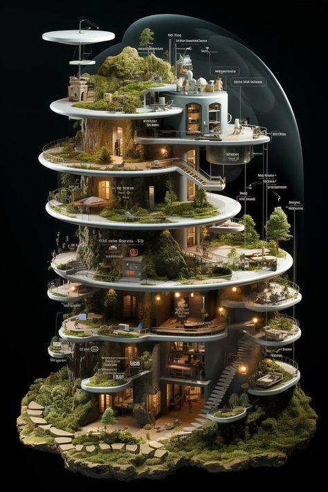 Villa Design Plan, Futuristic House, Solar Punk, Lake House Food Ideas, Villa Design Architecture, Small Barn, Futuristic Home, Eco Architecture, Village Photography