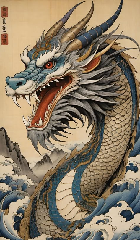 Mystical Dragon Art, China Dragon Drawing, Dragon Astethic, Russian Dragon, Chinese Dragon Sketch, Traditional Chinese Dragon Art, Japanese Art Dragon, Japanese Dragon Painting, Traditional Japanese Dragon Tattoo