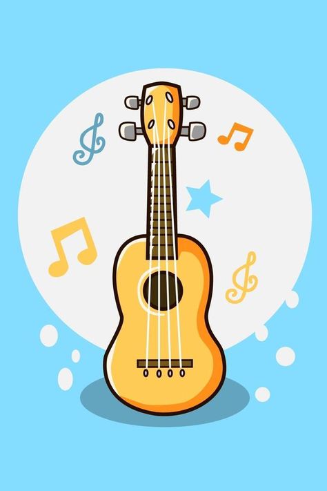 Ukulele cartoon illustration Ukulele Illustration, Ukulele Drawing, Drawing Easy Cartoon, Ukulele Art, Easy Cartoon, Doodle Quotes, Music And Movement, Illustration Cartoon, Flatlay Styling