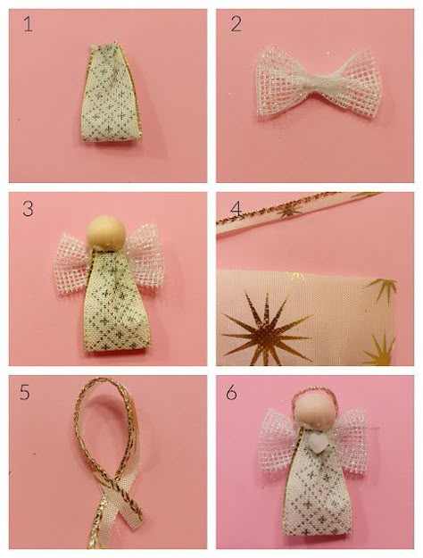 How to Make Angel Pins and Angel Ornaments - Crafts a la mode Angel Pins Jewelry, Angels Crafts Christmas, Ribbon Angels How To Make, Diy Angels Crafts How To Make, Christmas Angels To Make, Angel Ornaments To Make, Christmas Angel Ornaments Handmade, Winter Ideas For Kids, Christmas Ornament Painting